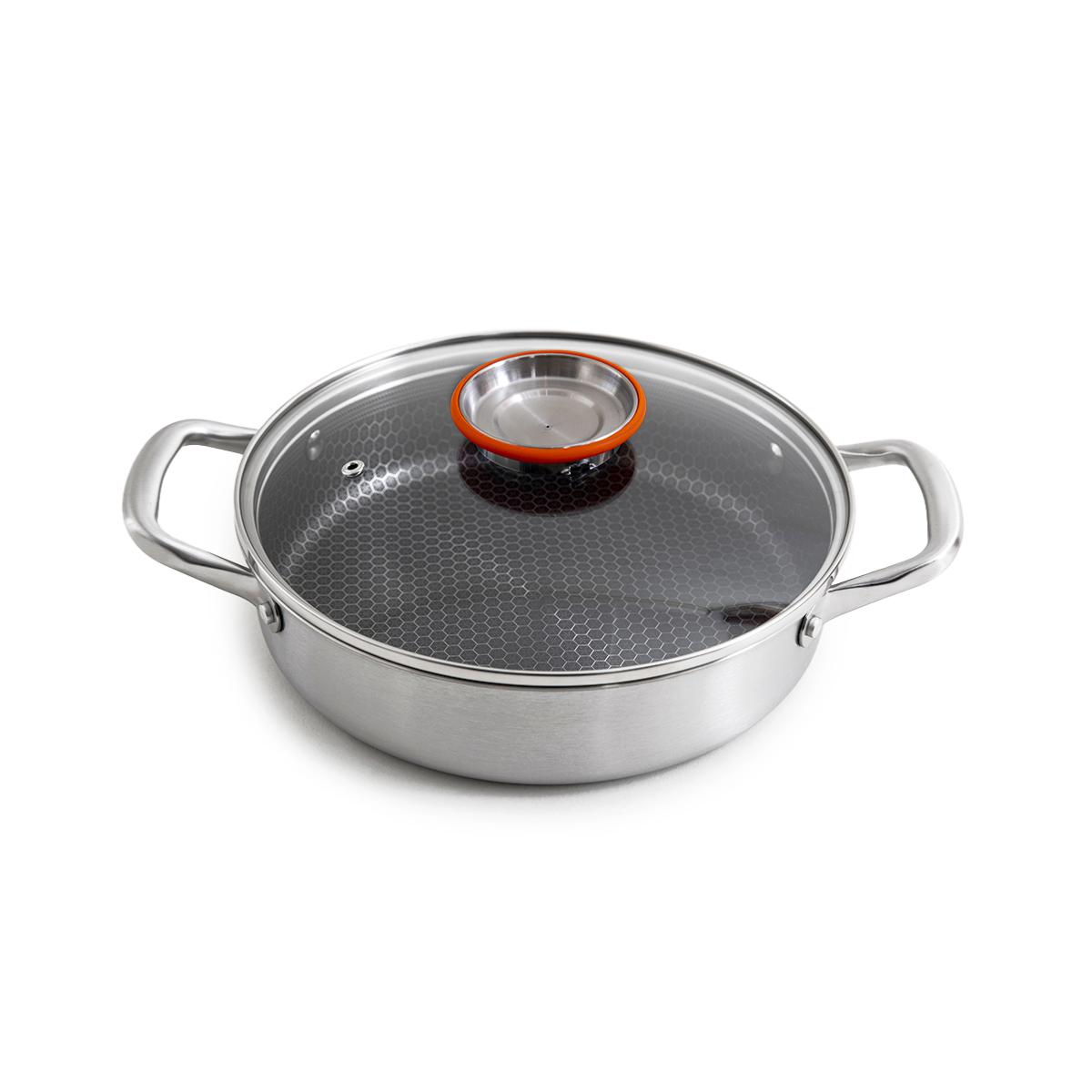 Sautoir 28cm triplex avec couvercle - "BlackSteel" couleur unique, LAGUIOLE CUISSON