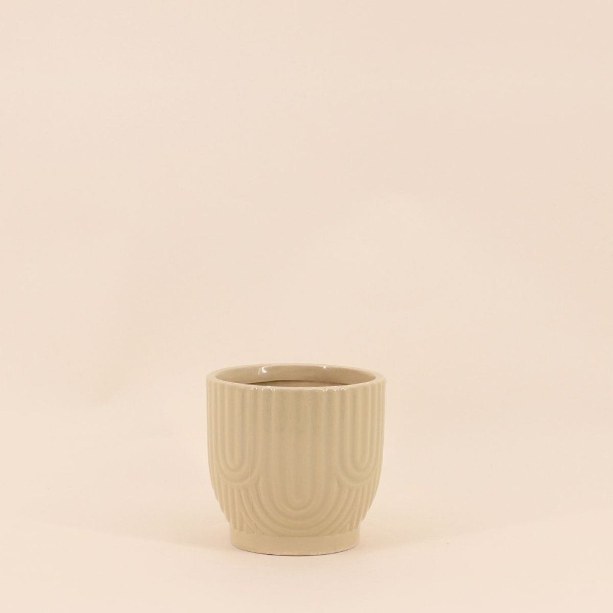 Cache-pot en céramique 13cm beige, ORNAMI