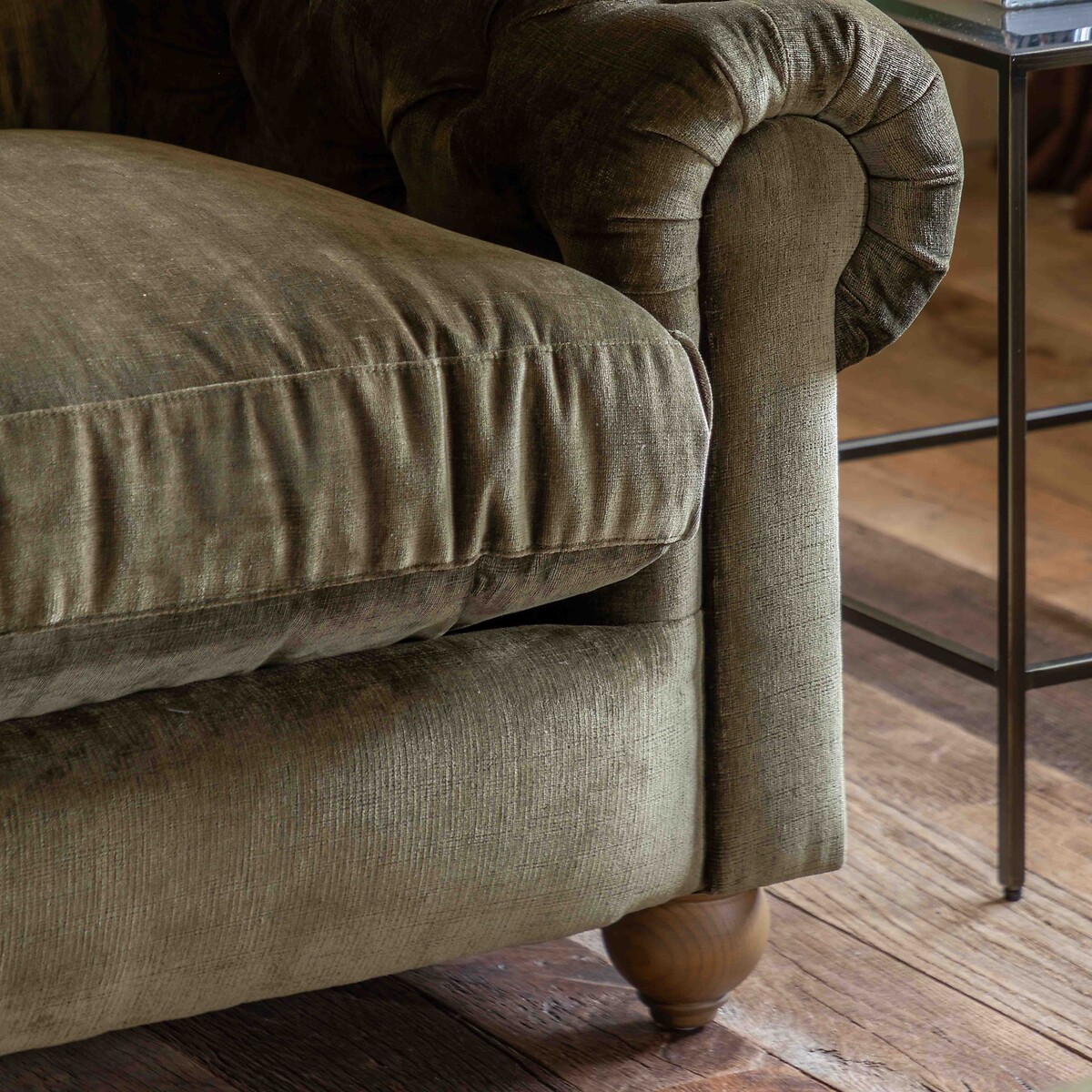 Charter Chenille Button-Back 4-Seater Sofa dark olive, ÉDITÉ