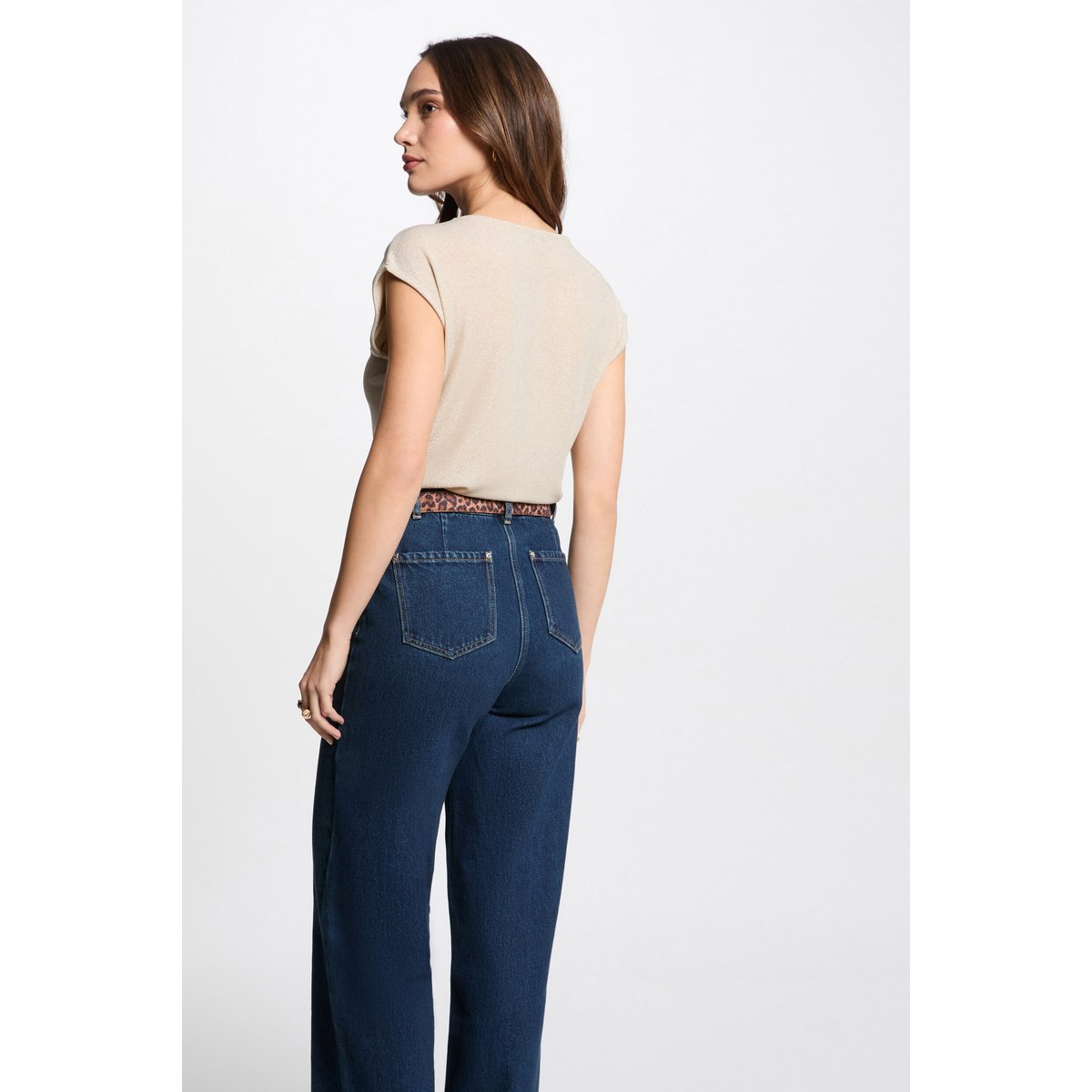 T-shirt manches courtes beige fonce, MORGAN