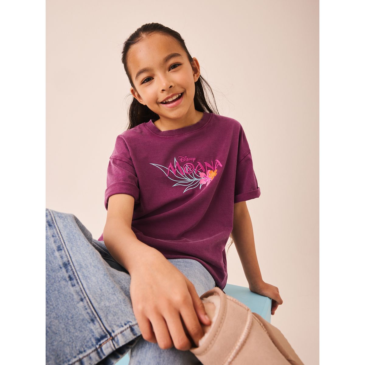 T-shirt oversize à motif moana violette de disney, NEXT
