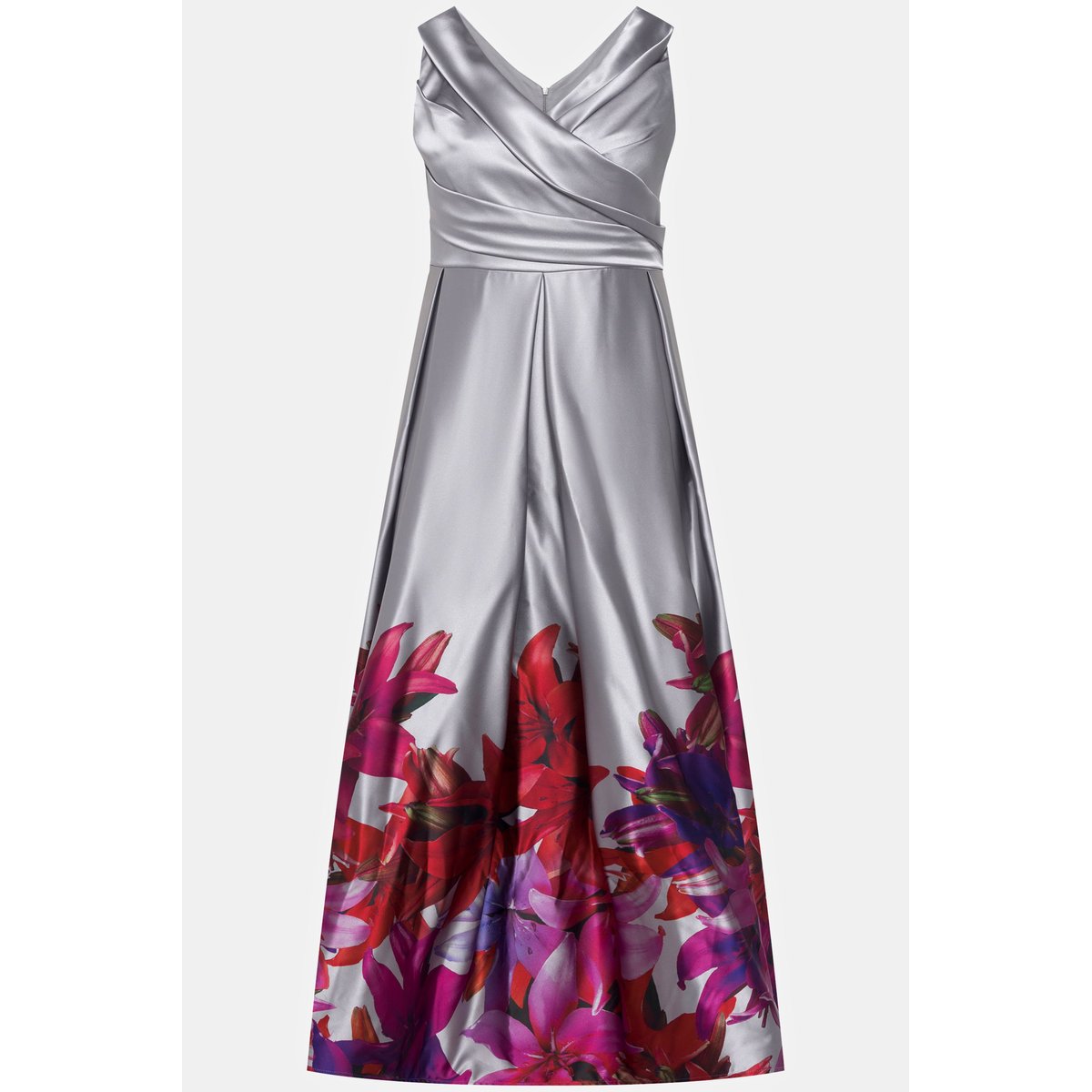 Robe de soirée, bordure, ligne en A gris métal, ULLA POPKEN