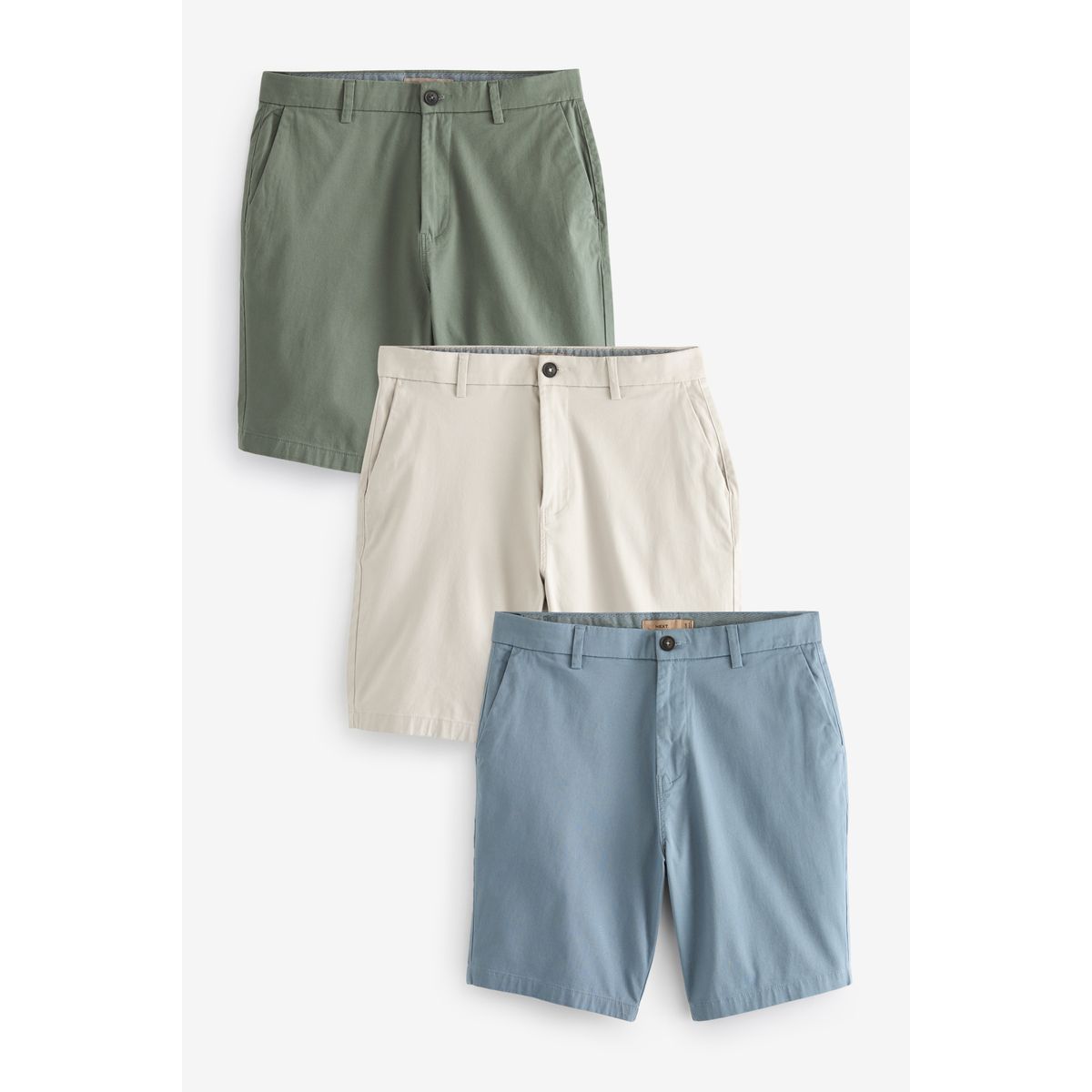 Shorts chino stretch coupe droite, lot de 3 multi-couleurs, NEXT