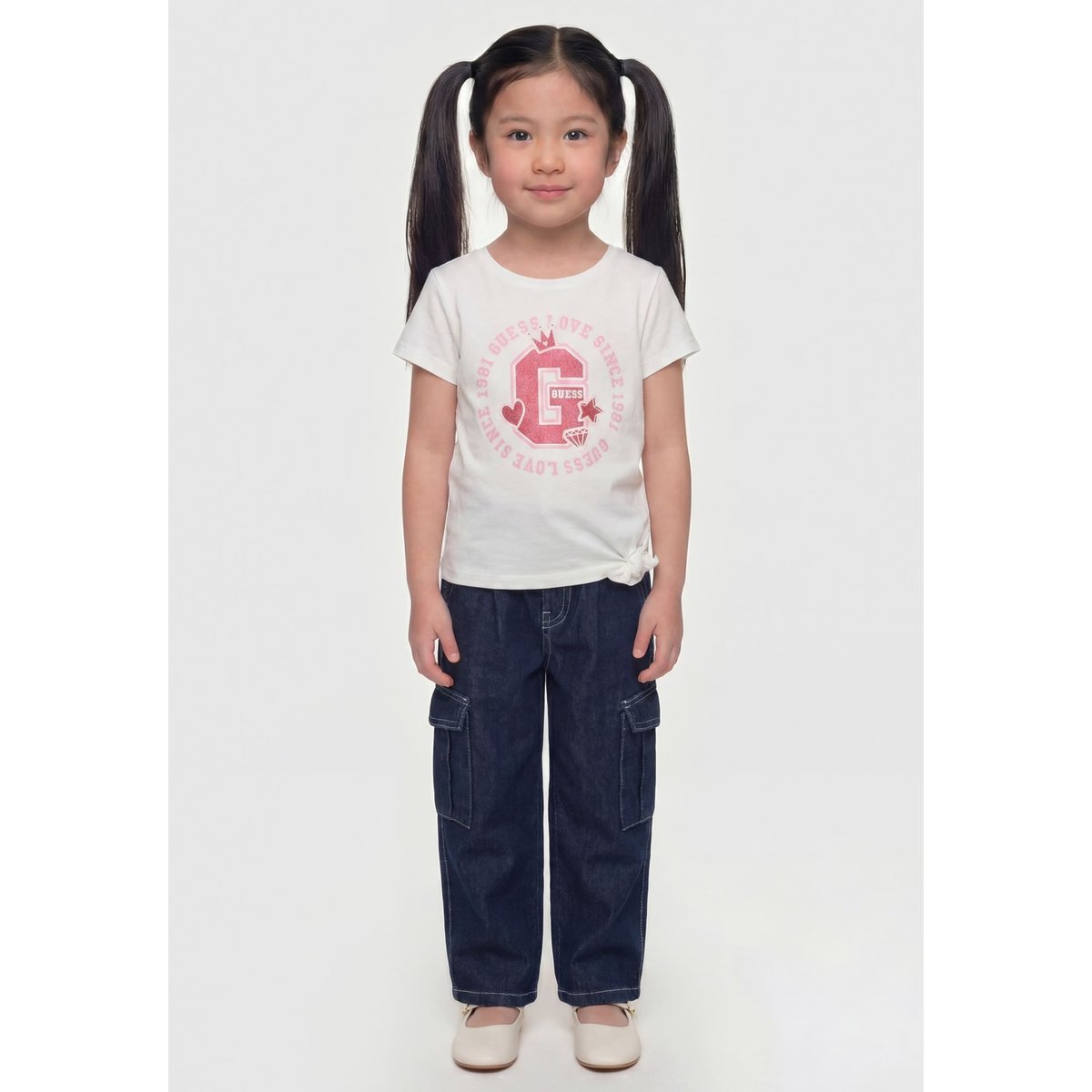 T-Shirt Avec Logo Pailleté blanc, GUESS KIDS