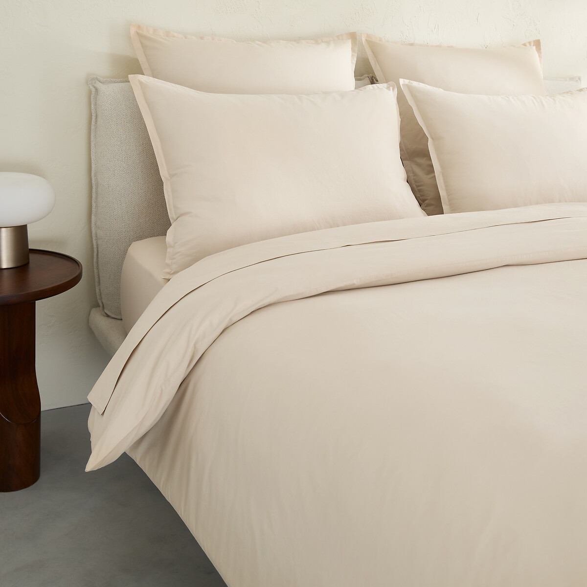 Housse de couette en percale de coton lavé 120 fils, SABBAL beige, AM.PM