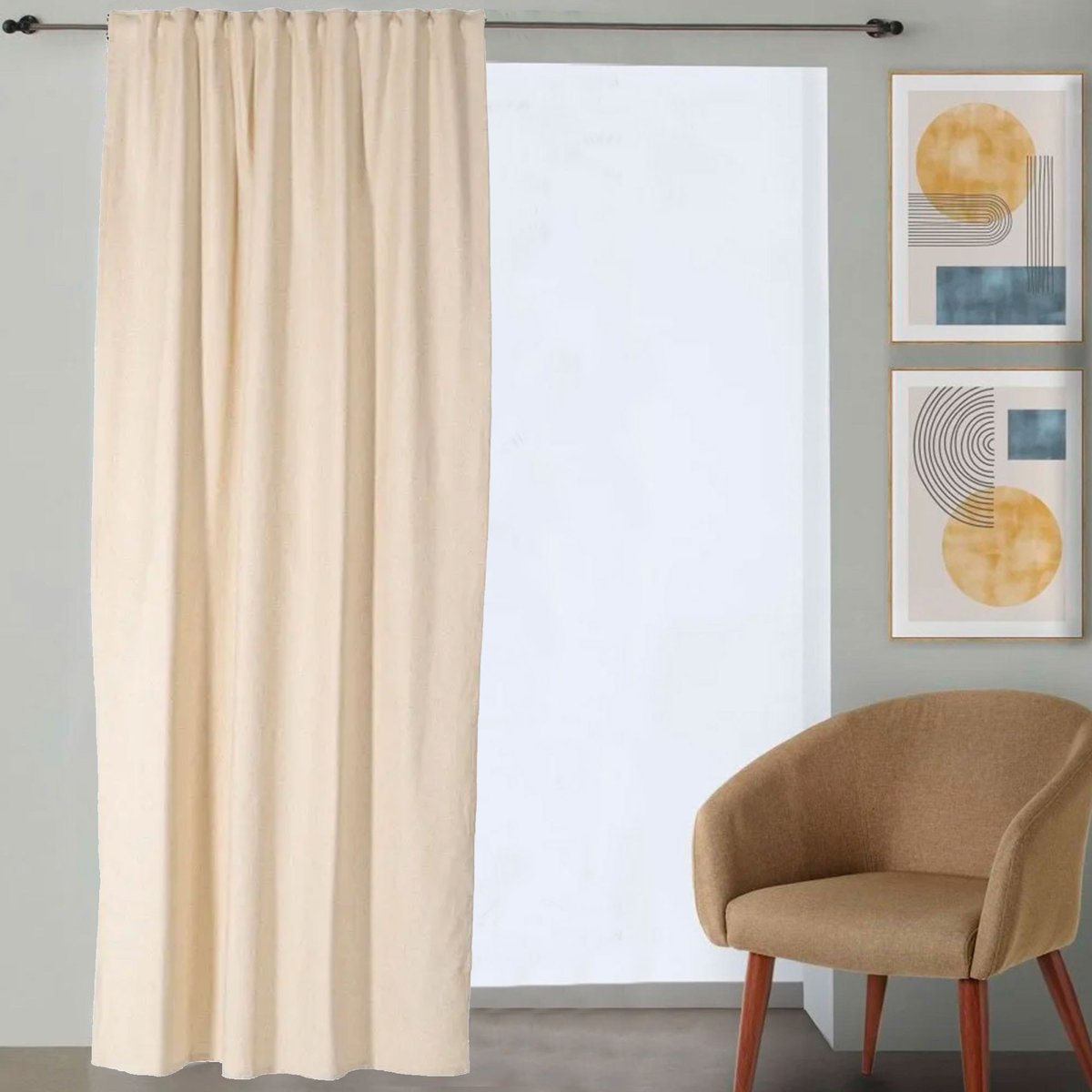 Rideau à pattes cachées beige à l'unité 140x260cm beige, WADIGA