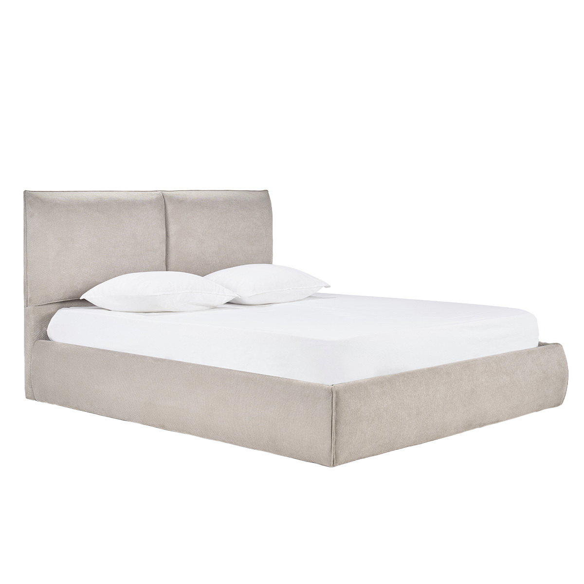 Lit coffre 2 places 160x200 cm en tissu chenille beige VIGO beige, MILIBOO