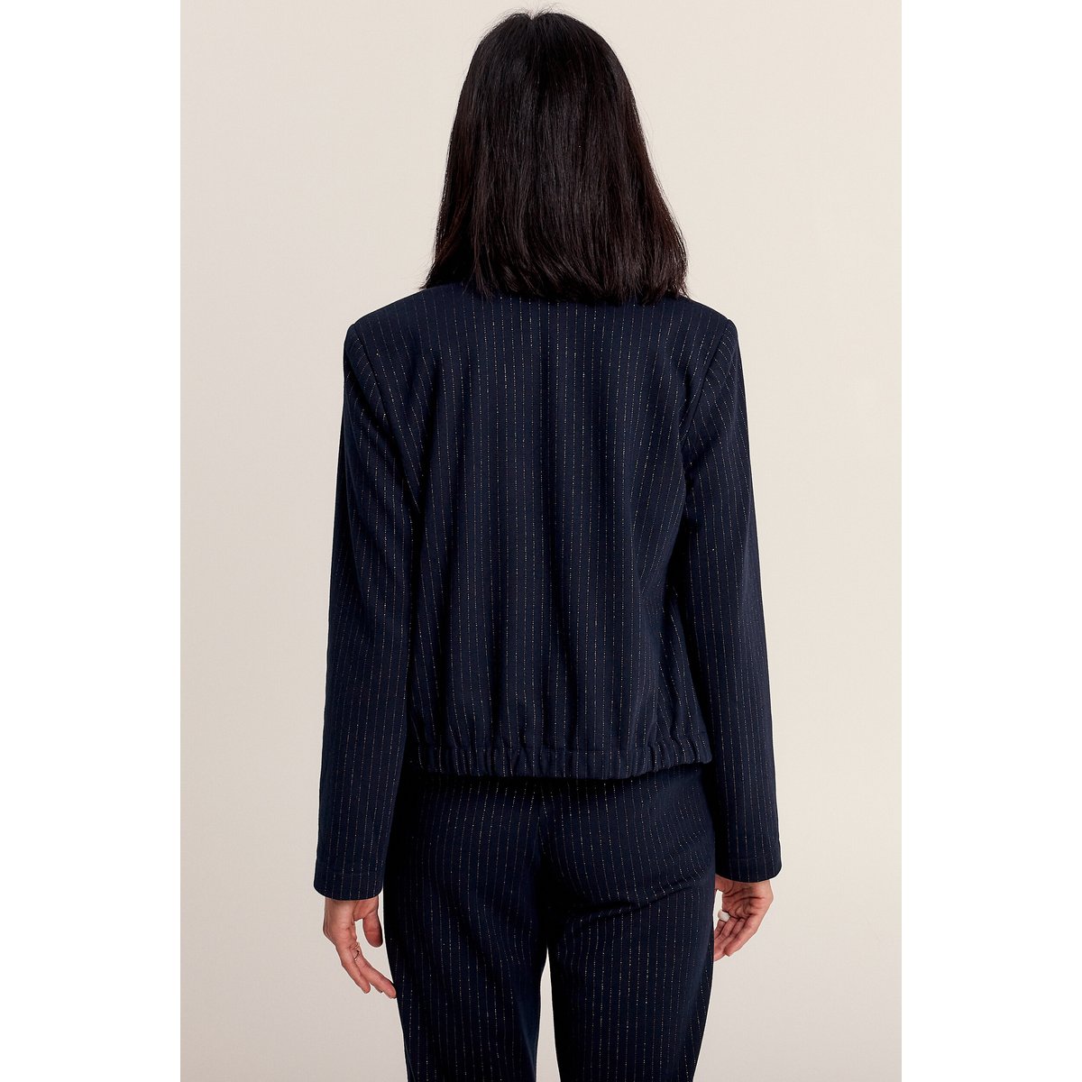 Veste ajustée col châle bleu marine, BREAL