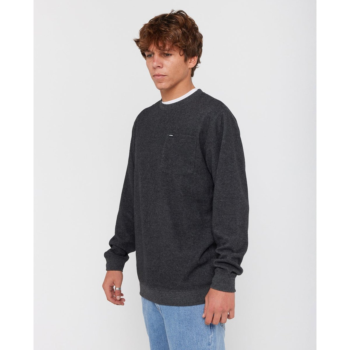 Sweat col rond Grid noir marbré, RIP CURL