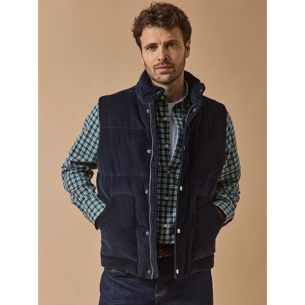 Veste matelassée sans manches velours encre, CYRILLUS