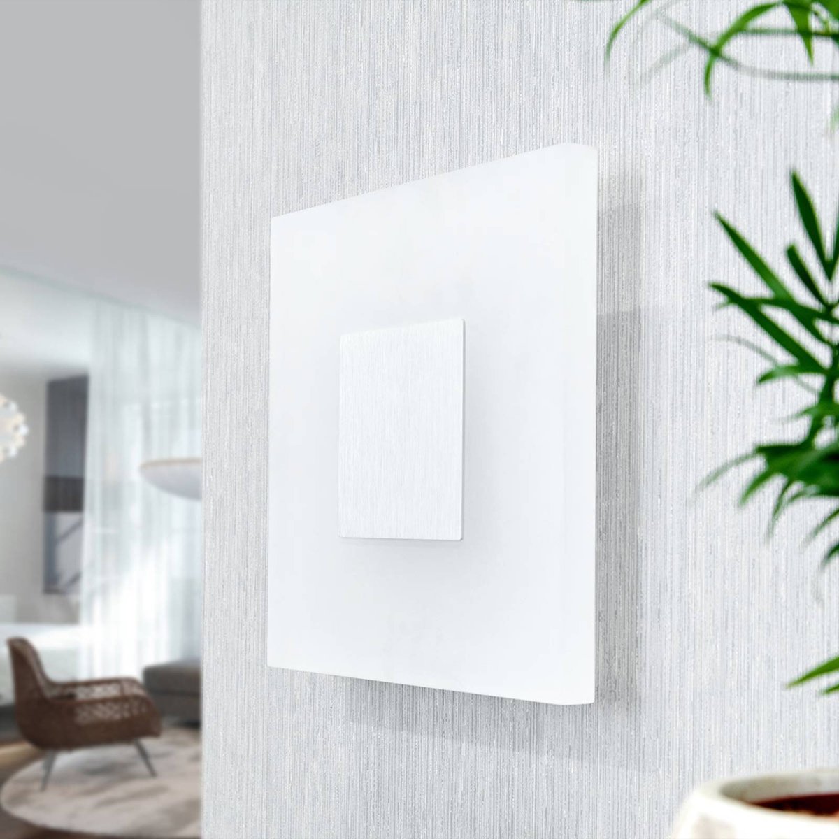 Applique moderneLED, Berlind blanc opalin, argent, LUCANDE