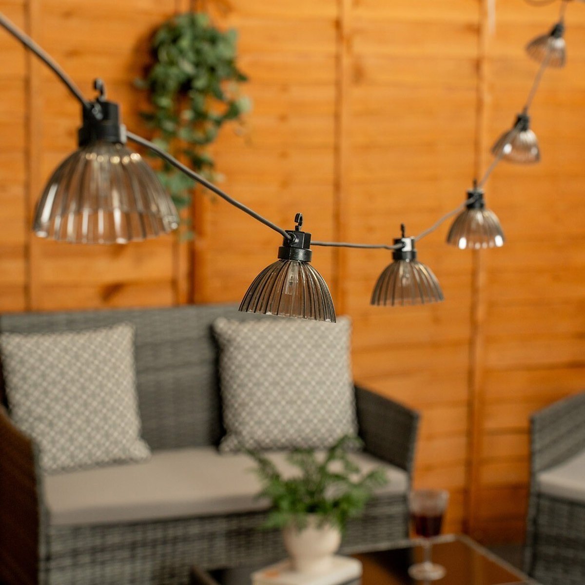 6-pcs Outdoor Battery Operated Pleated String Lights grey, SO'HOME