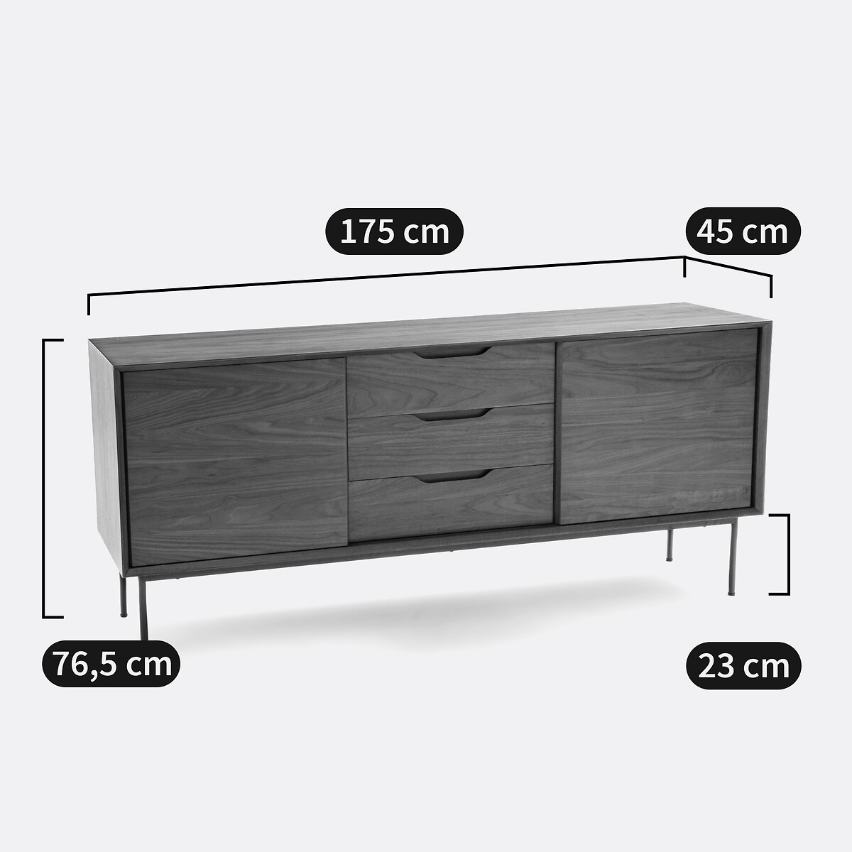 Buffet en plaqué noyer, Noyeto noyer, LA REDOUTE INTERIEURS