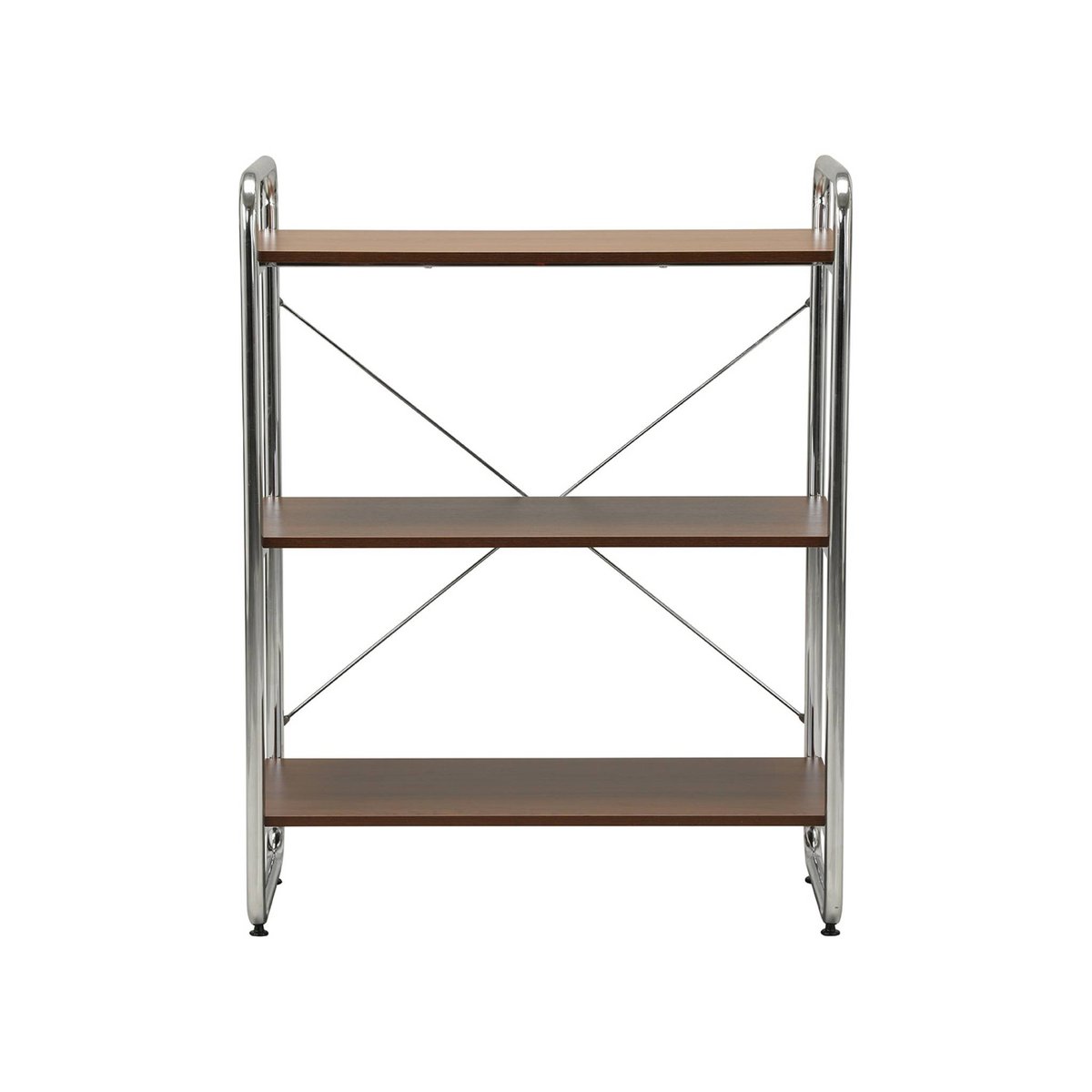 Etagère bibliothèque métal chromé et décor bois 3 niveaux LENNOX blanc, SWEEEK