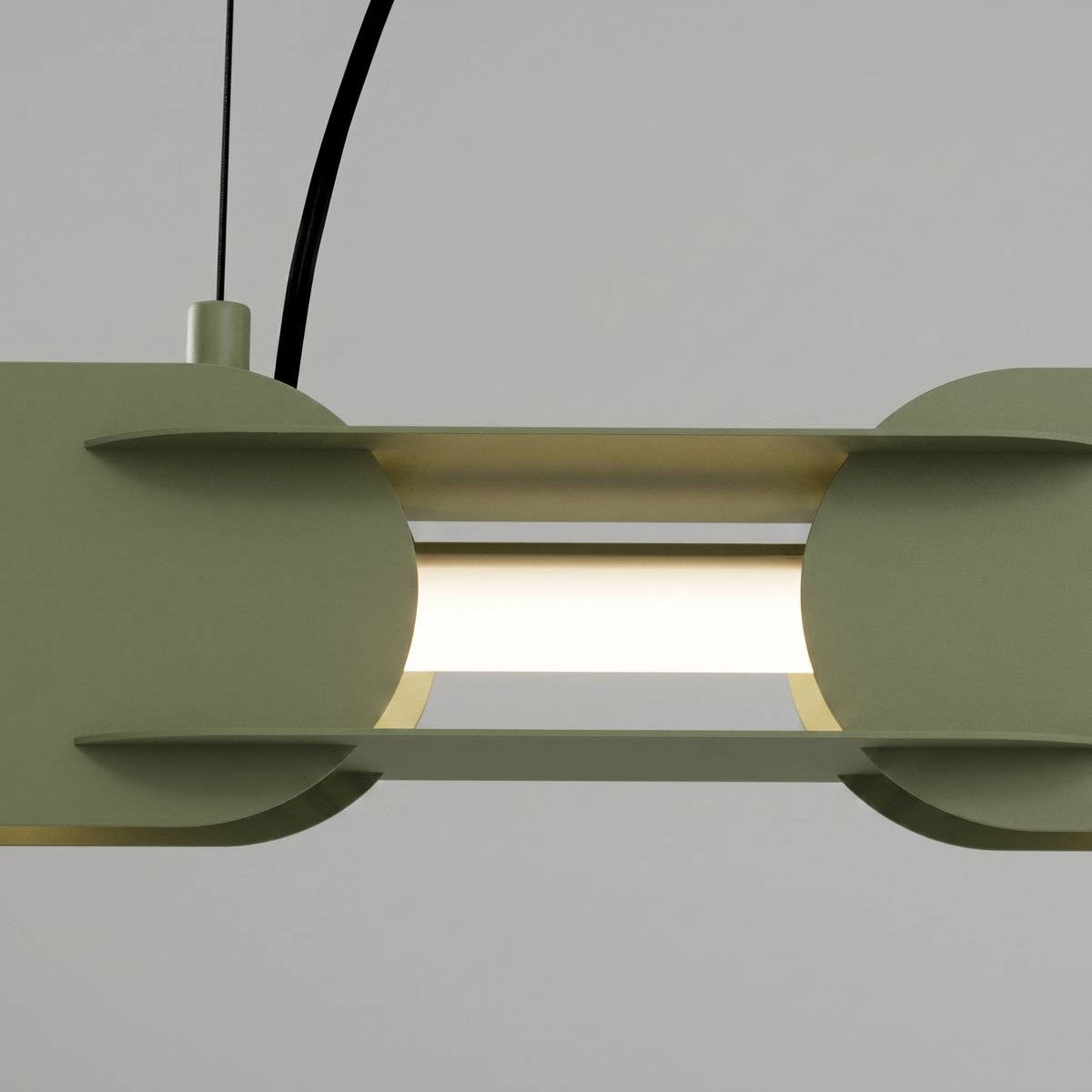 Suspension Acier Vert Olive LED 1 Chain vert olive, EDEN