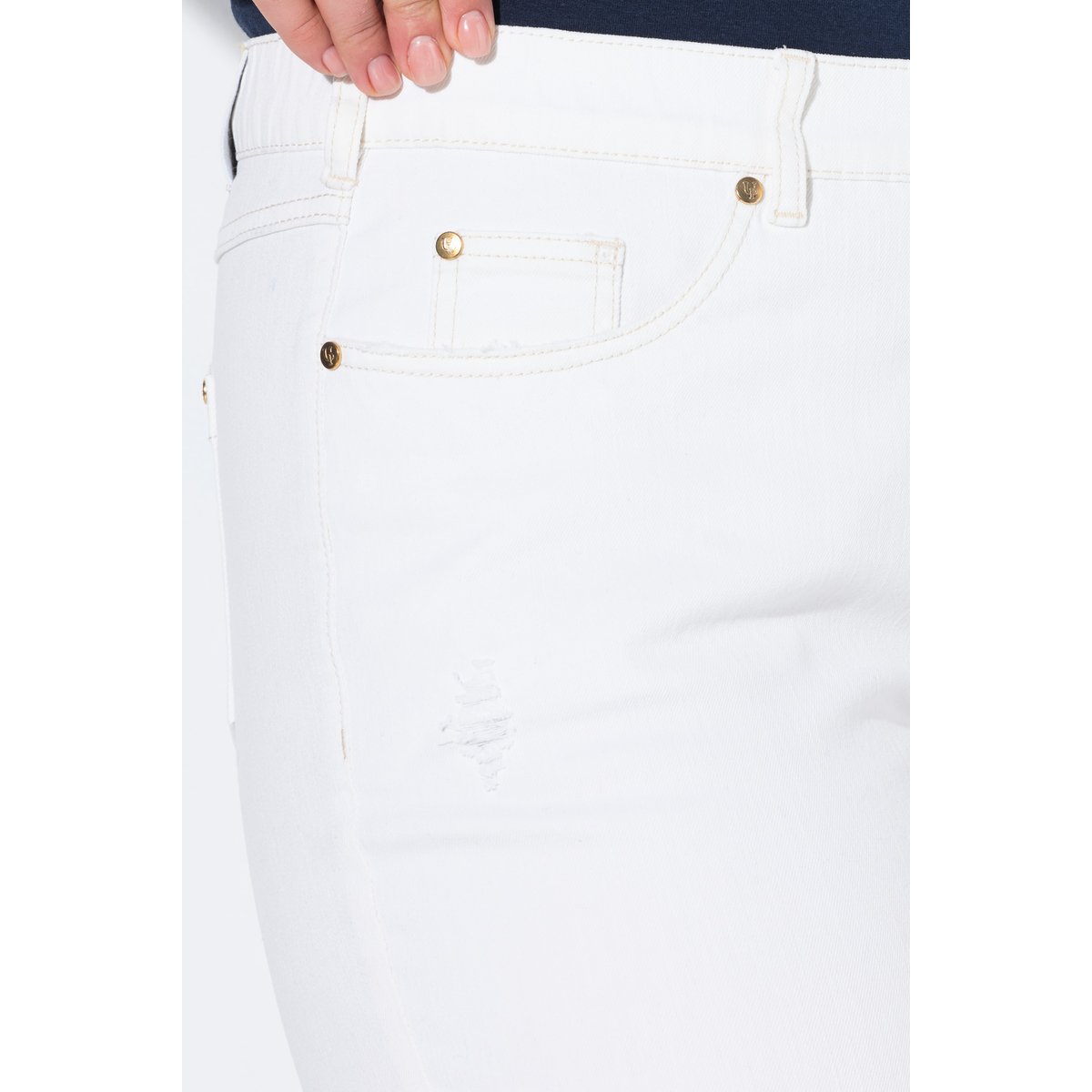 Jean Mary. Taille confortable. Jambe large blanc neige, ULLA POPKEN