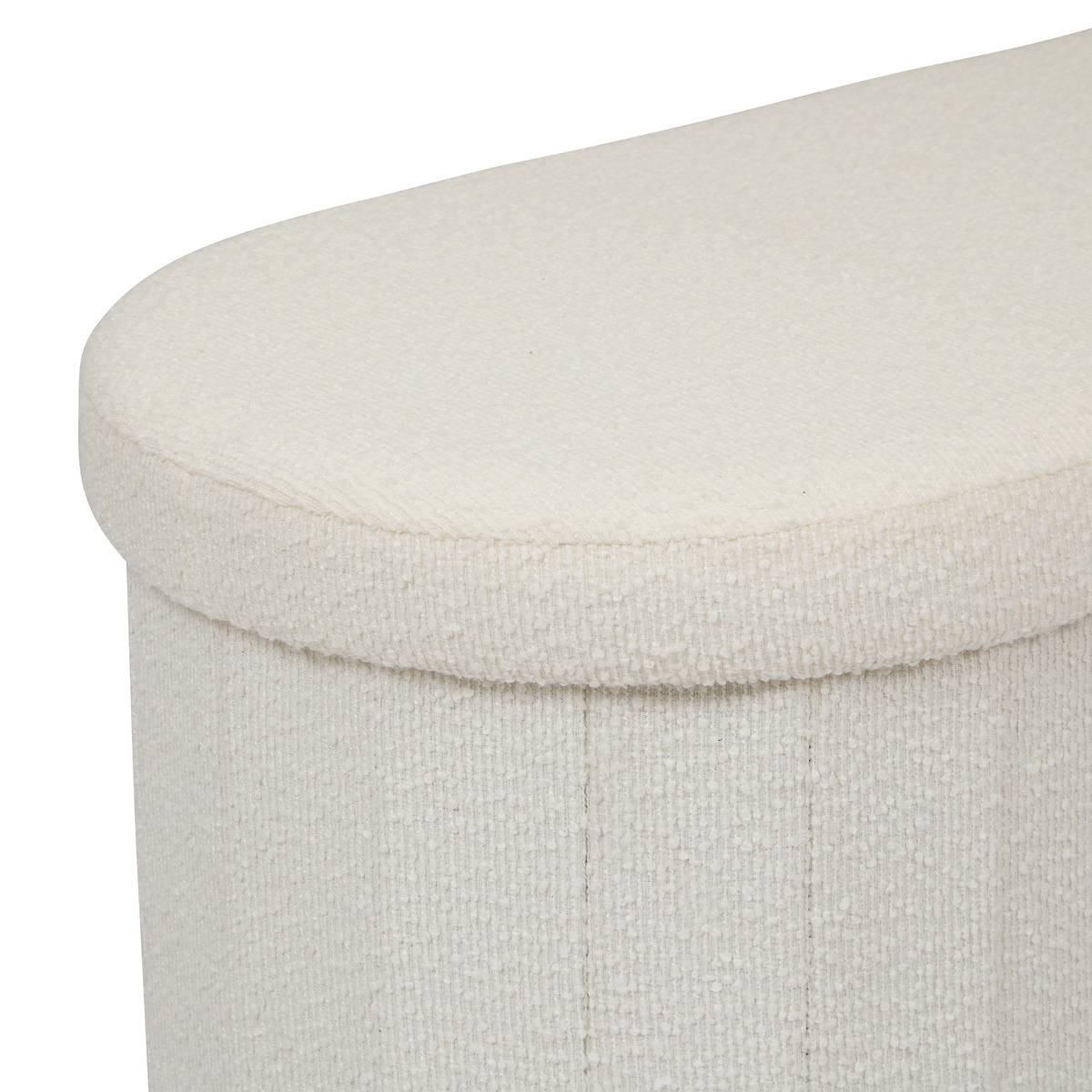 Pouf ovale pliable avec rangement FINK blanc, ATMOSPHERA