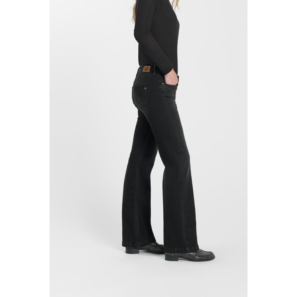 Jeans flare , longueur 34 black / black, LE TEMPS DES CERISES