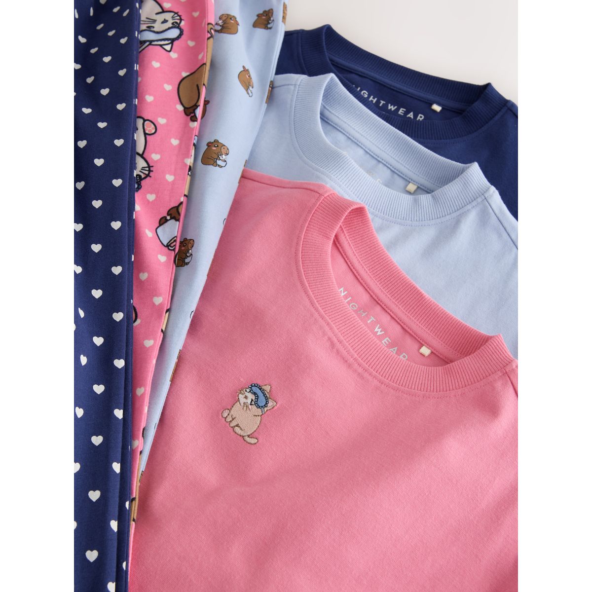 Pyjama long et large, lot de 3 rose/bleu, NEXT