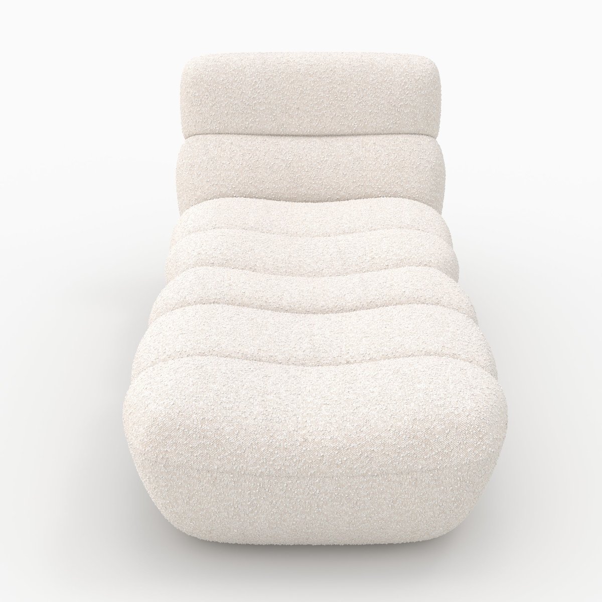 Ensemble fauteuil et pouf en tissu bouclé - TEDDY blanc, MAISON PAVANE