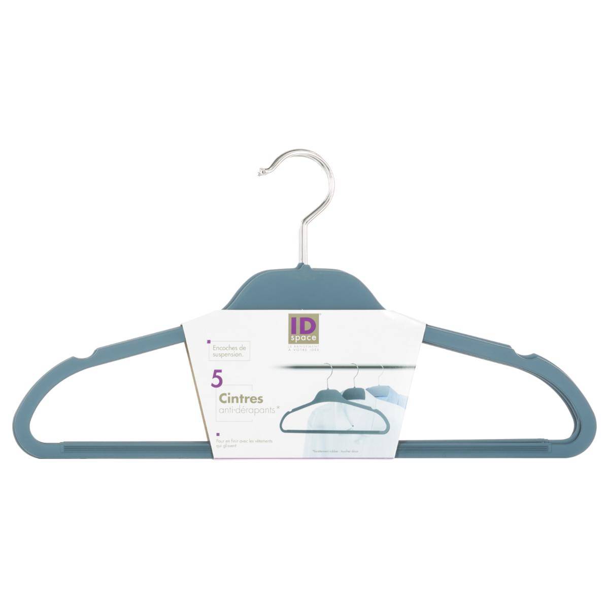 Lot de 5 cintres avec revêtement antidérapant HANG'UP bleu, 5FIVE SIMPLY SMART