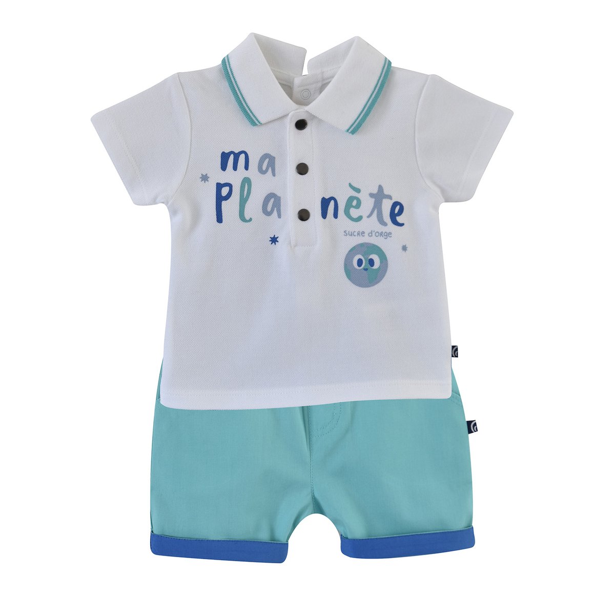 Ensemble polo bermuda enzo bleu, SUCRE D'ORGE