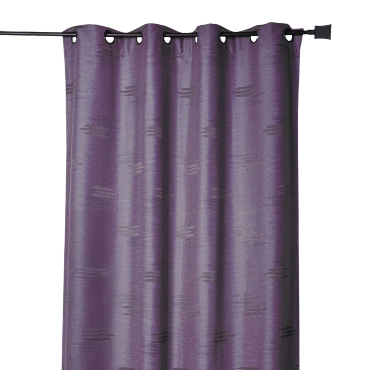 Rideau jacquard à formes géométriques et œillets prune, HOME MAISON