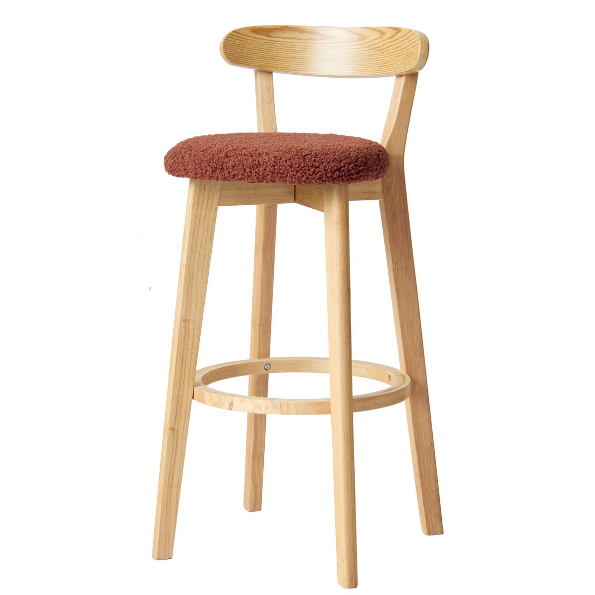 Lot de 2 tabourets de bar en bouclettes, VITORIA terracotta, NORDLYS