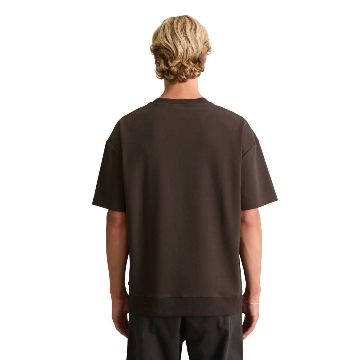 T-shirt ample en jersey interlock épais marron foncé, MARC O’POLO DENIM