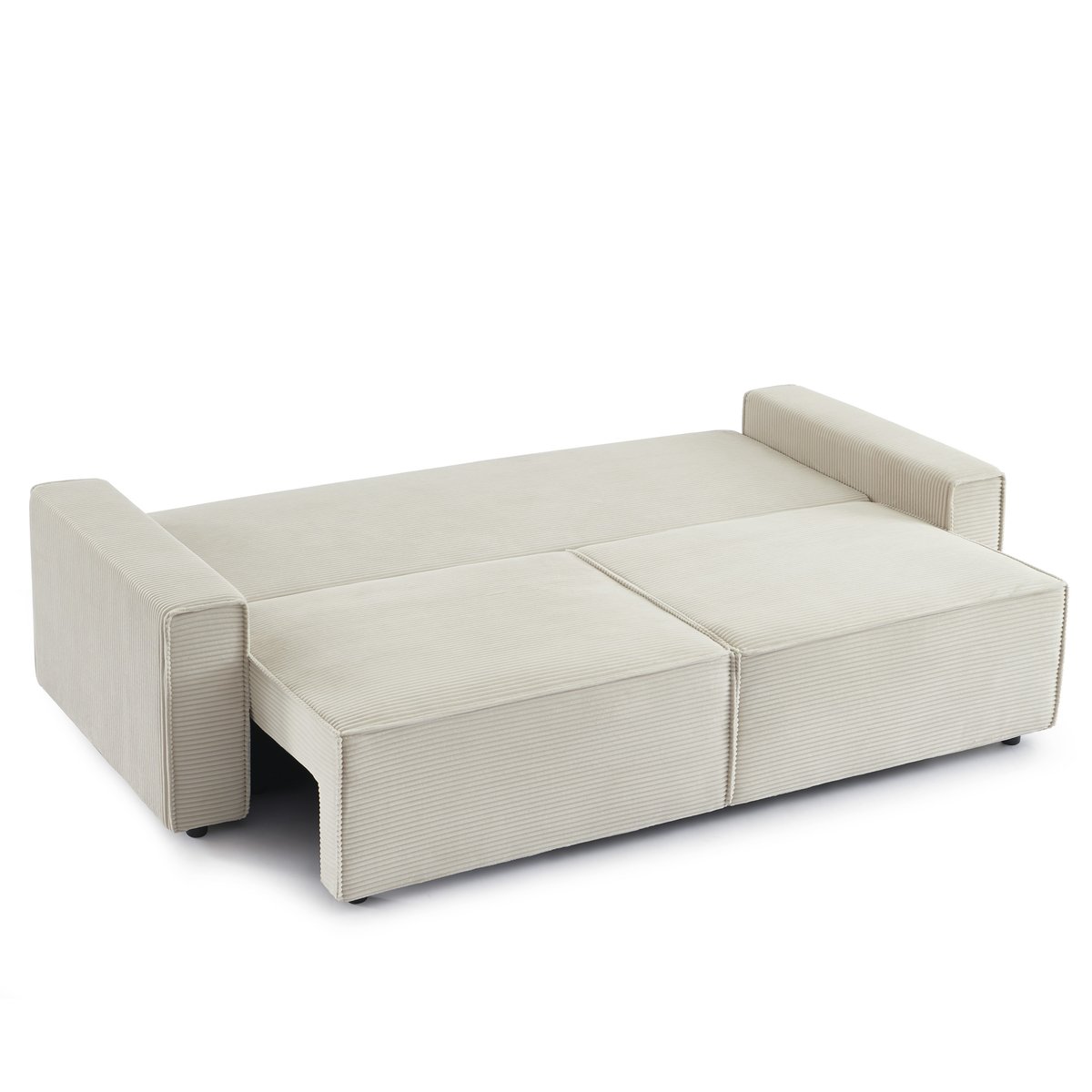 Canapé droit convertible velours  ZOLA beige, BAÏTA