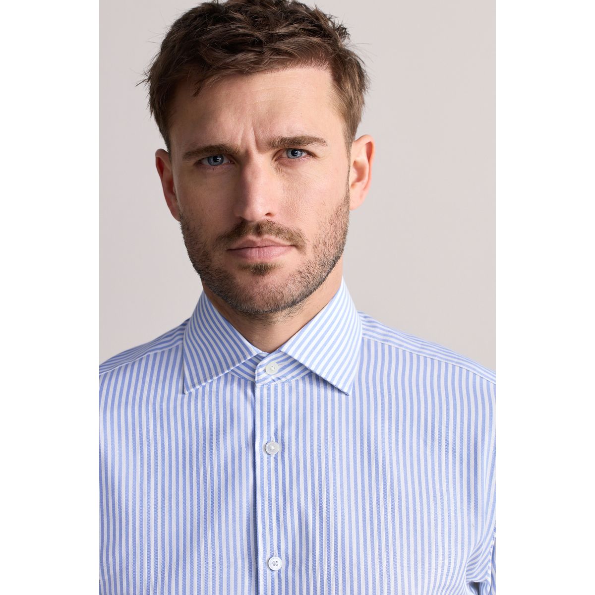 Chemise à rayures bengal 100 % coton bleu, NEXT