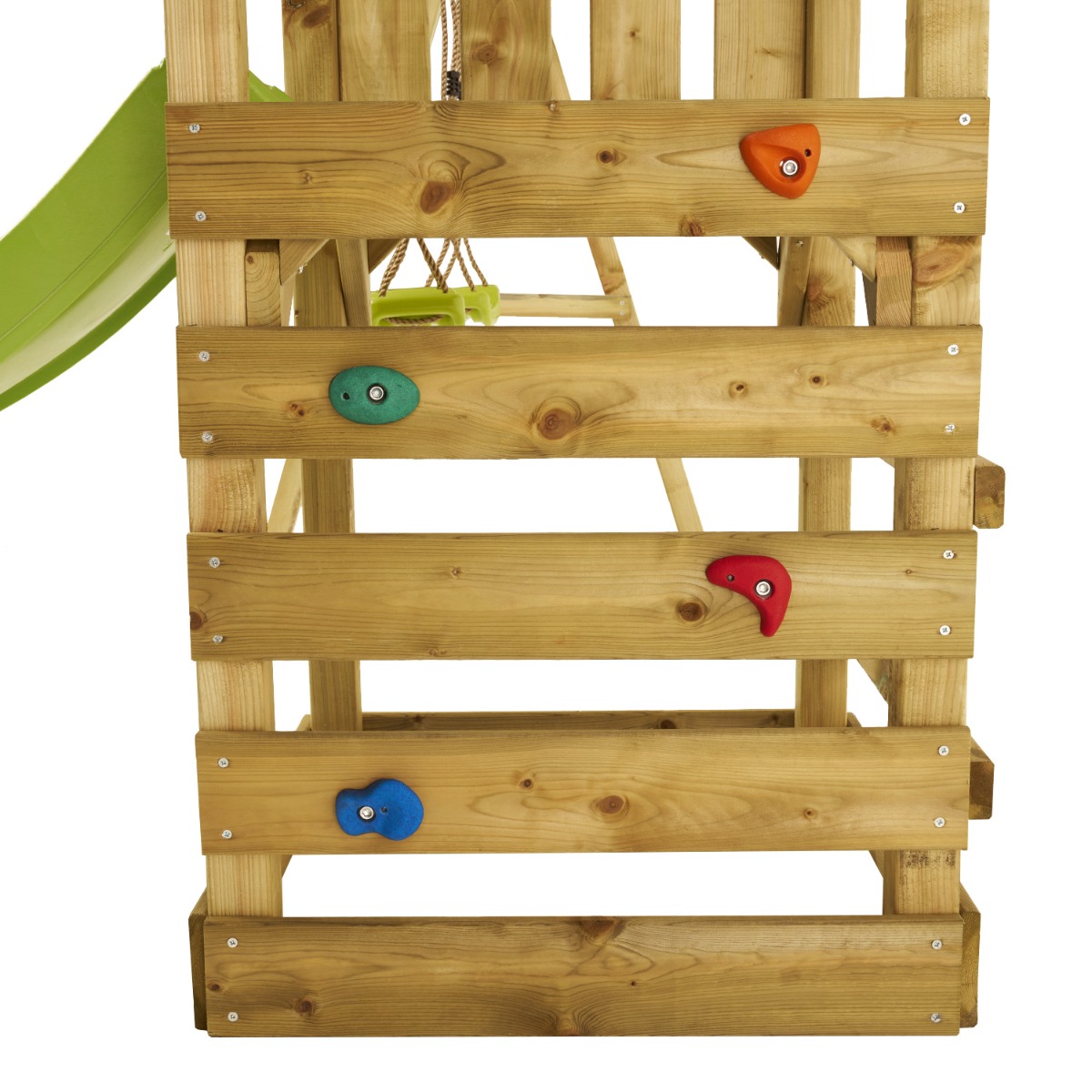 Aire de jeux bois enfant : plateforme 90 cm avec toboggan WALLI vert, KANGUI