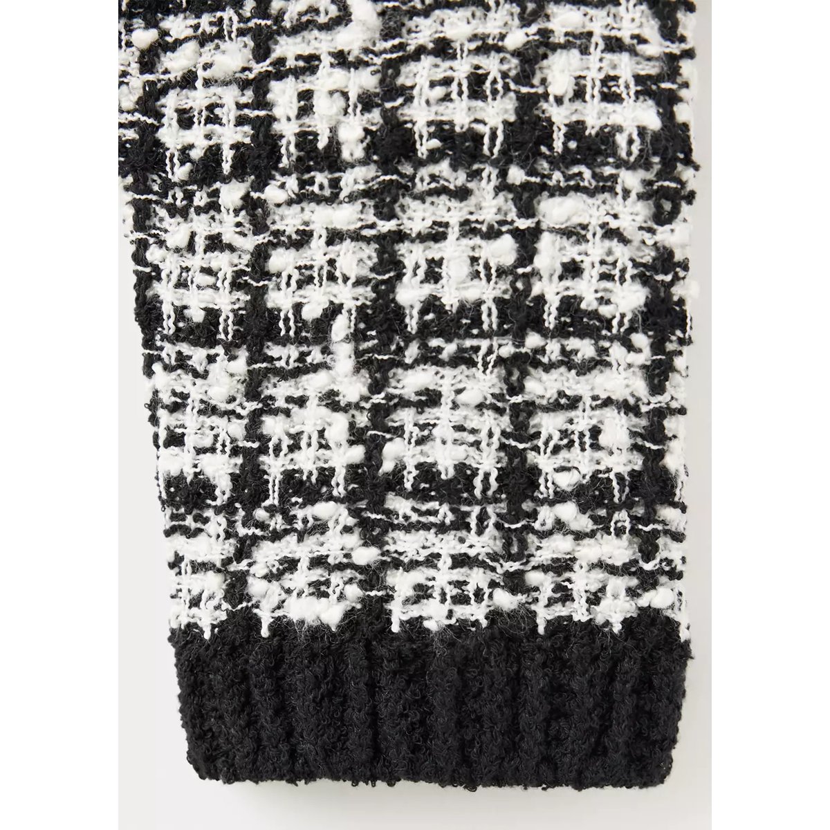 Pull en tweed col polo noir, MANGO