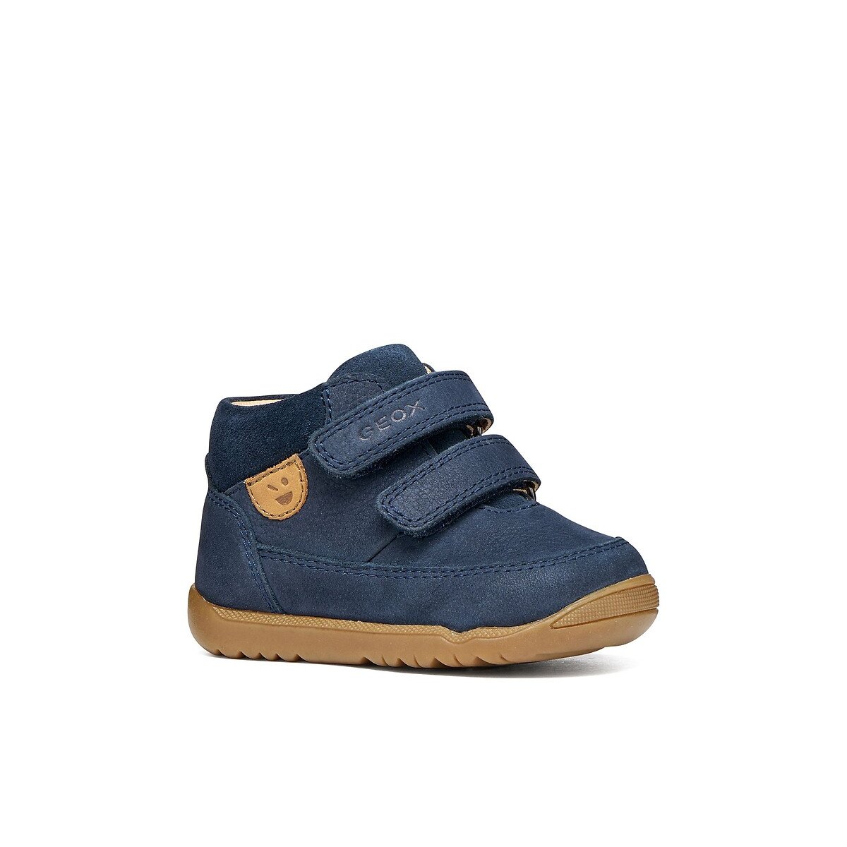 Zapatillas primeros pasos, en piel con cierre de velcro, MACCHIA azul marino, GEOX