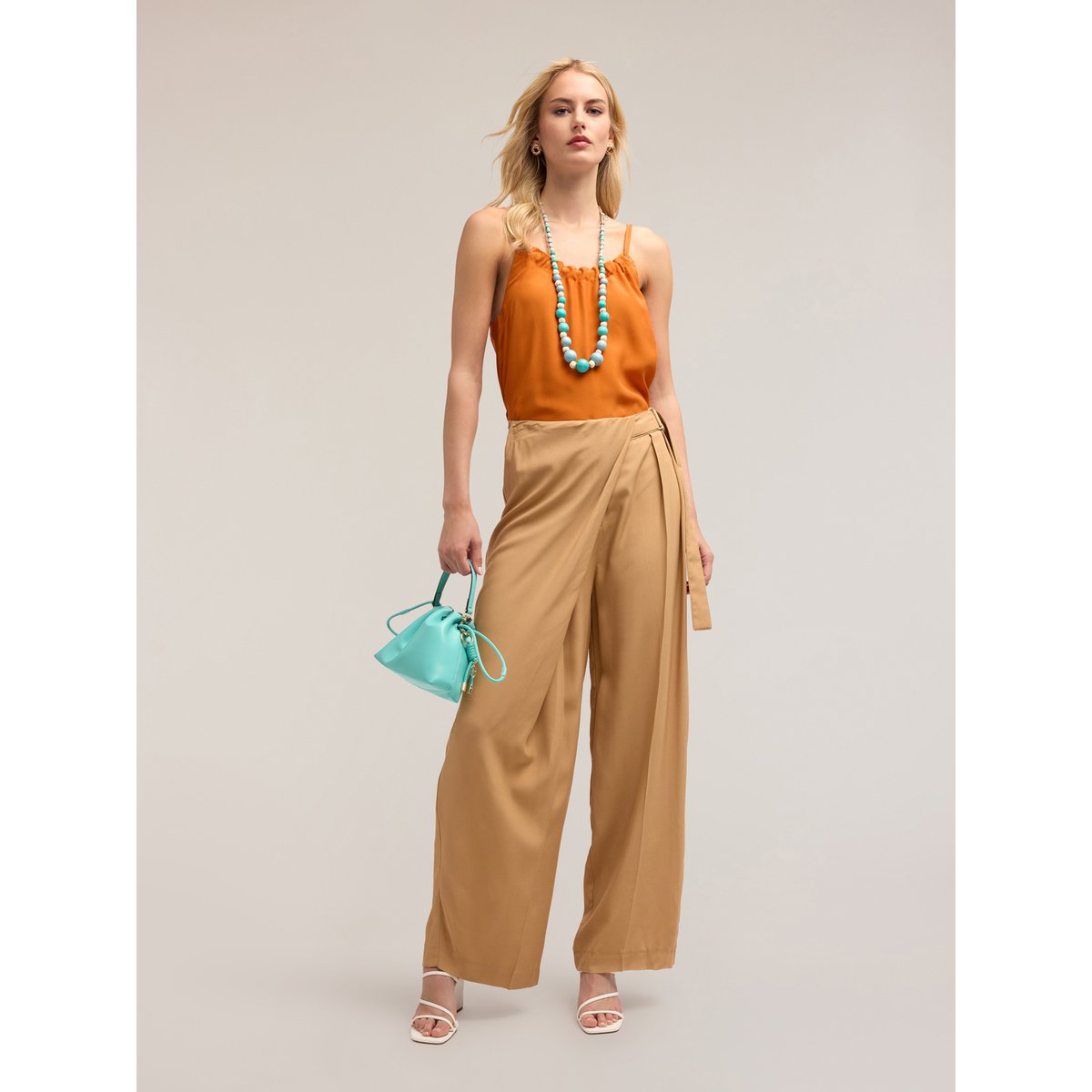 Pantalon paréo en viscose beige, MOTIVI