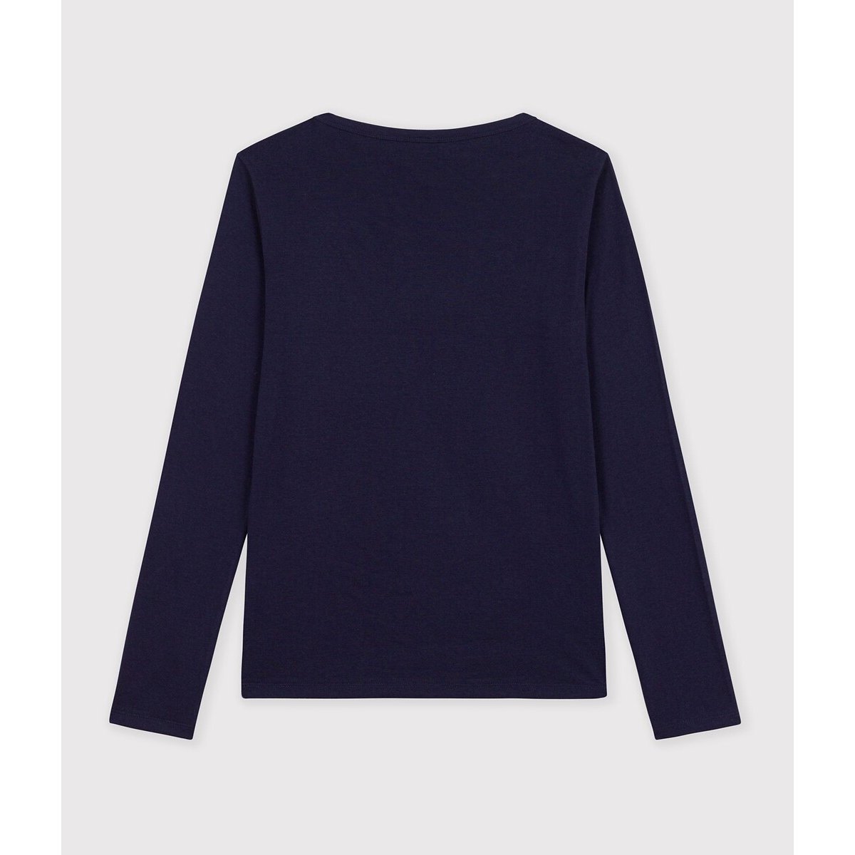 T-shirt Iconique col amiral en coton, manches longues marine, PETIT BATEAU