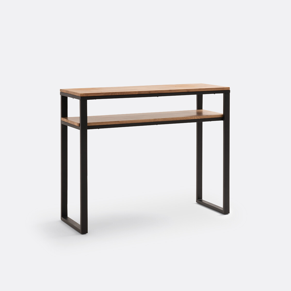 Console con 2 ripiani, rovere massello e acciaio, Hiba naturale , LA REDOUTE INTERIEURS