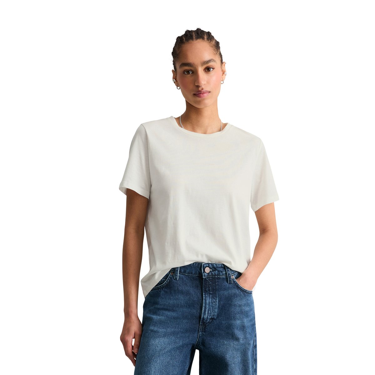 T-shirt coupe classique en coton organique Single Jerey blanc, MARC O’POLO DENIM