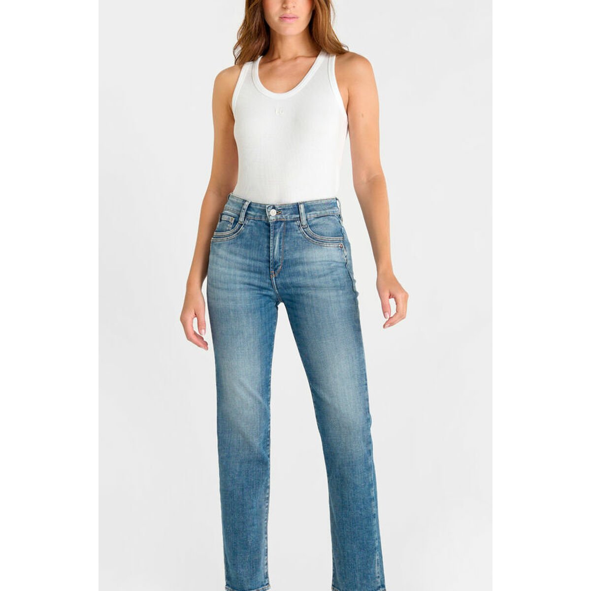 Jeans droite 400/17 mom , 7/8ème blue, LE TEMPS DES CERISES
