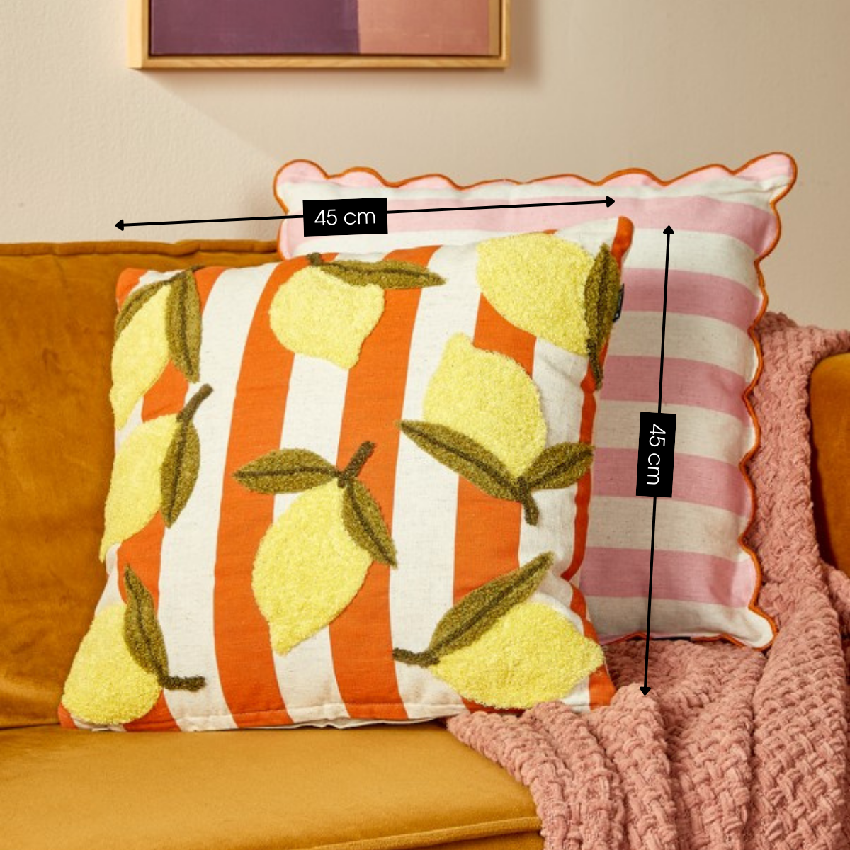 Coussin décoratif jaune, MICA DECORATIONS
