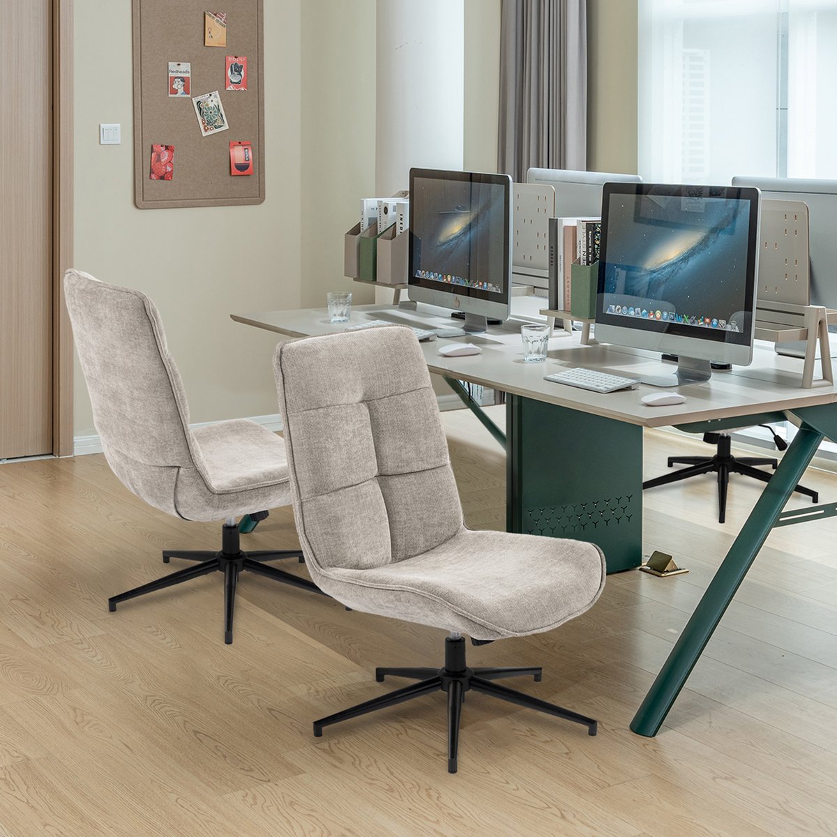 Chaise de bureau rotatif hauteur réglable style moderne, CHARLOTTEOFFICE gris, MEUBLES COSY