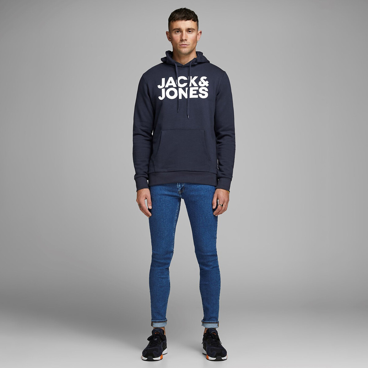 Sweat à capuche Jjecorp Logo bleu marine, JACK & JONES