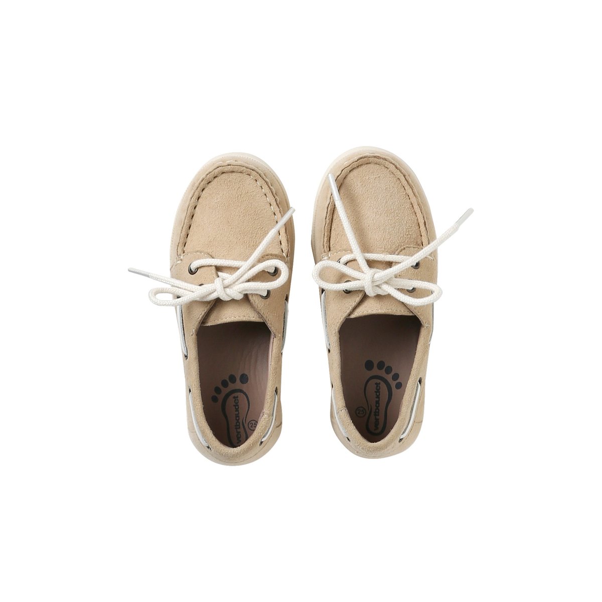 Chaussures bateau cuir beige, VERTBAUDET