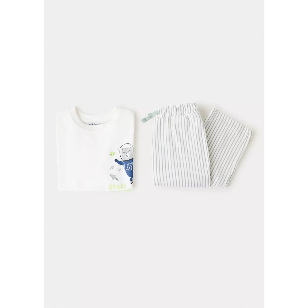 Pyjama complet en coton imprimé blanc, MANGO BABY