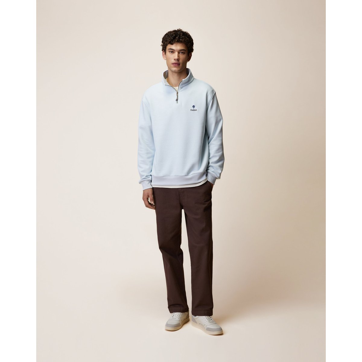 Chino en toile canvas chocolat, FAGUO