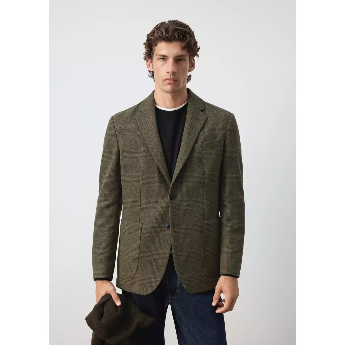 Veste laine mélangée regular-fit kaki, MANGO MAN