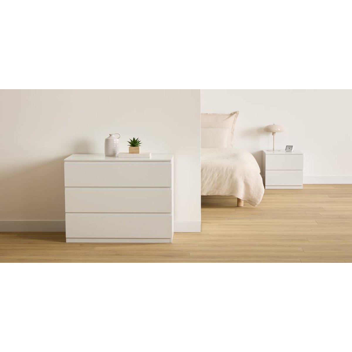 Table de chevet 2 tiroirs DOLO blanc, 5FIVE SIMPLY SMART