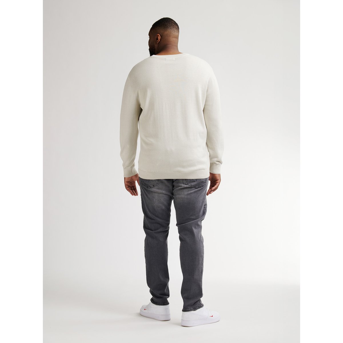 Pull grande taille col rond rhinelander blanc antique white melee, PETROL INDUSTRIES