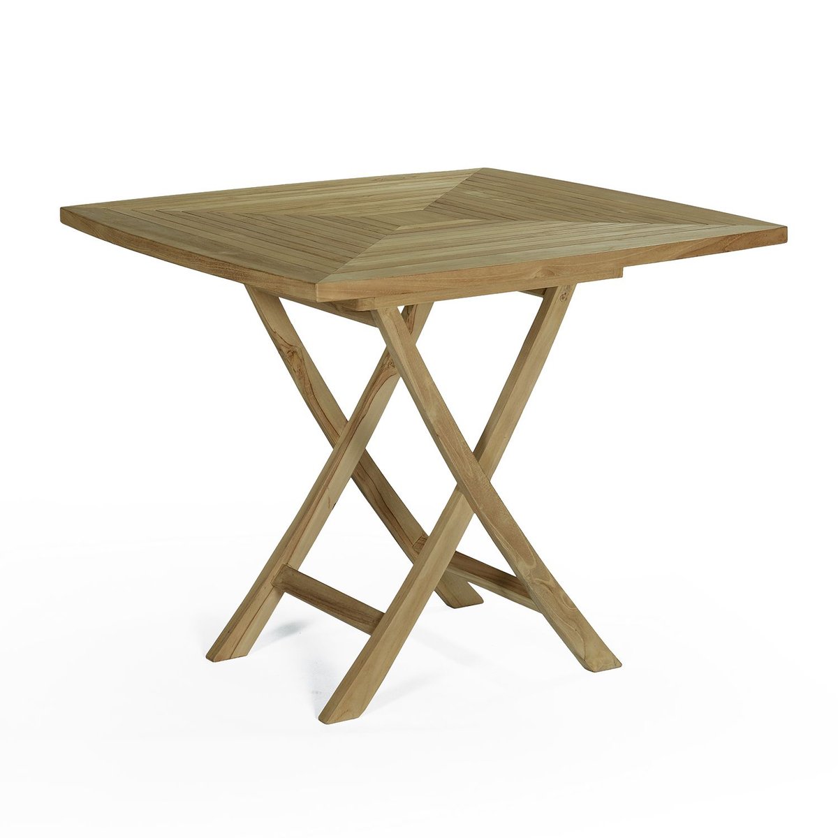 Table pliante carrée en teck massif Cardif 90 x 90 cm naturel, TECK ATTITUDE