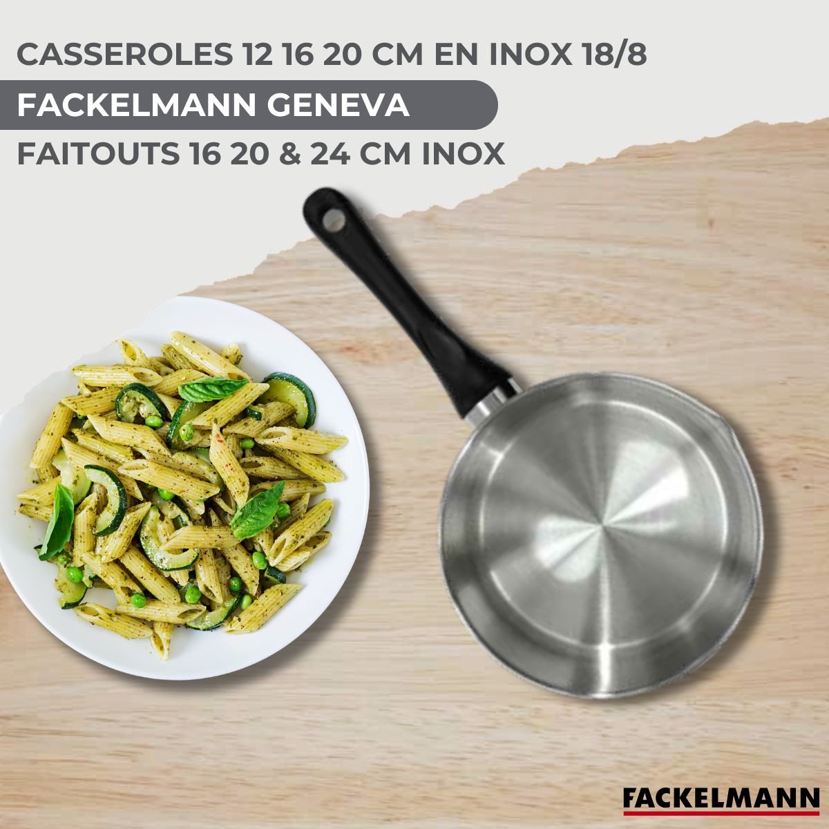 3 faitouts 16/20/24cm + 3 casseroles 12/16/20cm BRILLANT inox|noir, FACKELMANN